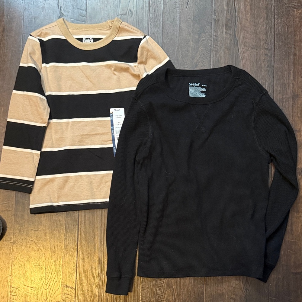Kids Black and Tan Striped Shirts